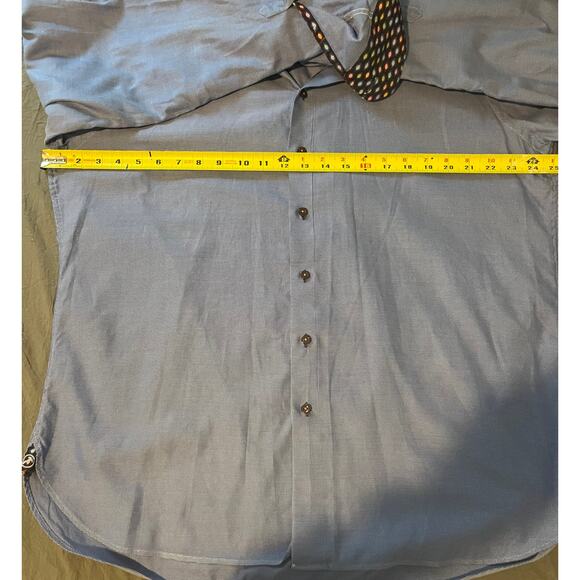 Hammer Made Men’s Dress Shirt 44 Blue Micro-Check Pattern Modern Fit - Picture 7 of 7